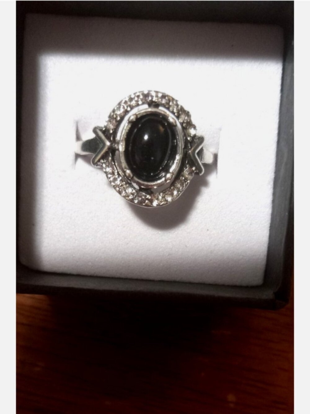 art deco style cocktail ring oval dark cabochon statement ring size 6 boho